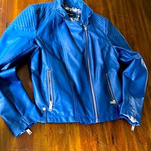 MotorCycle faux leather jacket color blue size L